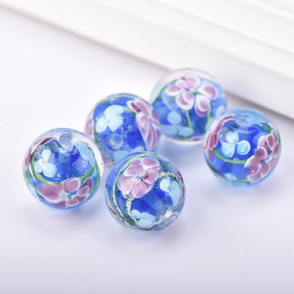 2 buc 20mm Margele Rotunde Mari Handmade Floare Lampwork Sticlă Margele Libere pentru Accesorii de Fabricare Bijuterii DIY Artizanat Descoperiri