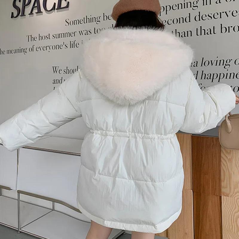 Detachable Large Fur Collar Down Quilted Jacket Women's New Winter Quilted Coat Thickens Waist Fur Pie Overcome