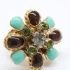 Chanel 05P Gripoa Flower Ring Ring Gold/Brown/GreenUsed