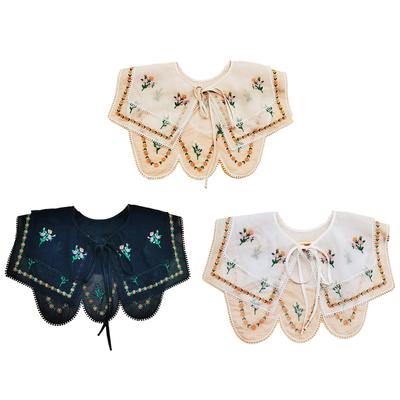 False Collar Dickey Collar  Embroidery Collar Venise Lace Up Neckline Easy To Wear Detachable Collar Women