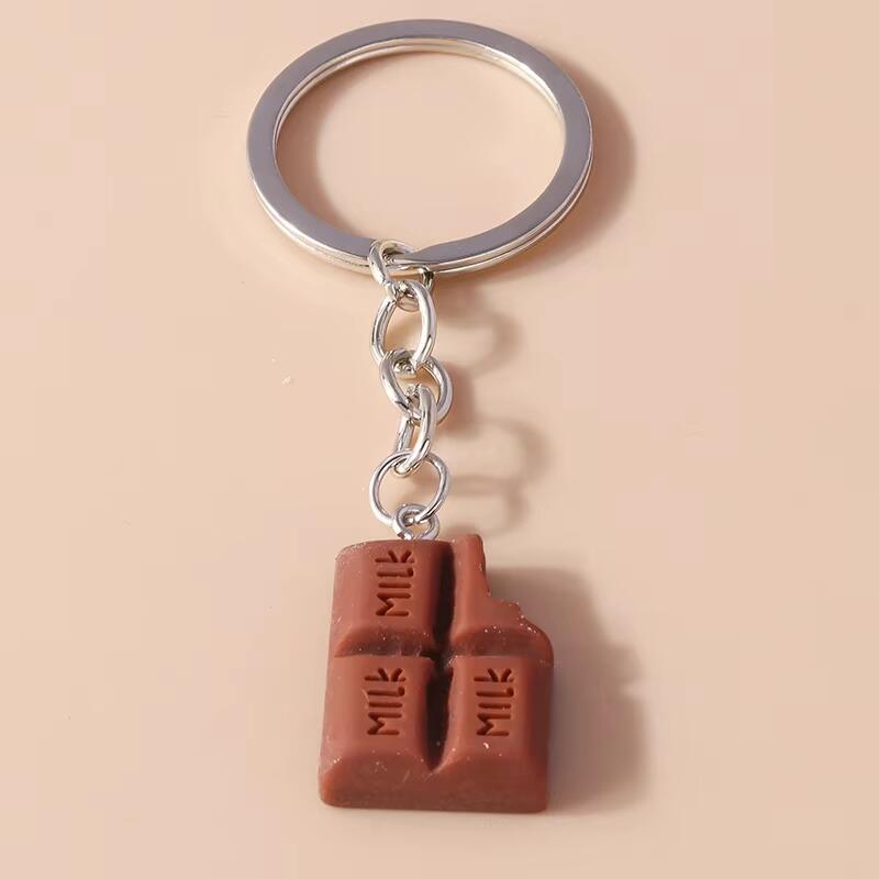 Cute Cartoon 3D Food Keychain Hamburg Cookies Chocolate Donut Key Ring for Car Key Holder Handbag Pendants DIY Kid's Gifts