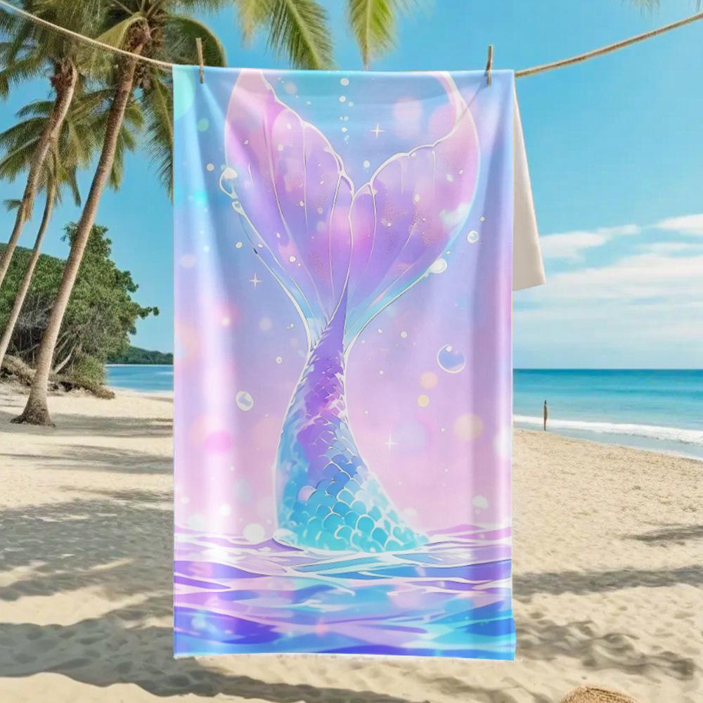 2026 Mermaid Tail Beach Towel Printed Towel Seaside Vacation Absorbent Beach Towel