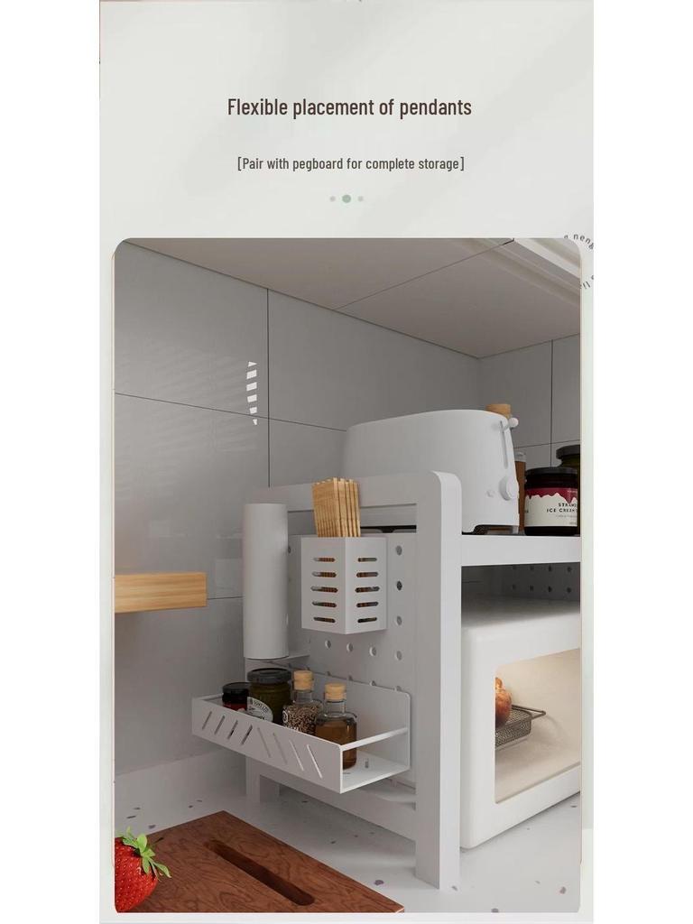 Suport expandabil cu două niveluri pentru cuptor cu microunde, stil crem, pentru blatul de bucătărie