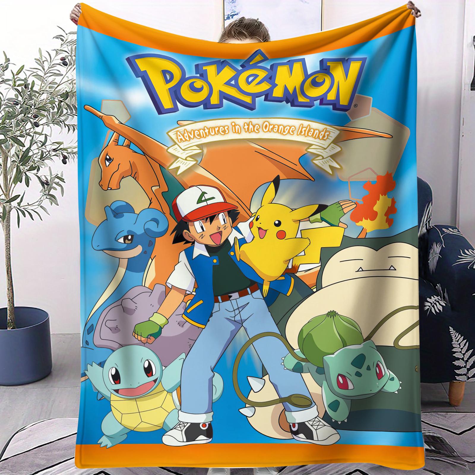 

Hot Pokemon Pikachu Cartoon Design Blanket Soft Portable Small Cover Blanket For Bedroom Dormitory Car Napping Pocket Monsters 70x100cm