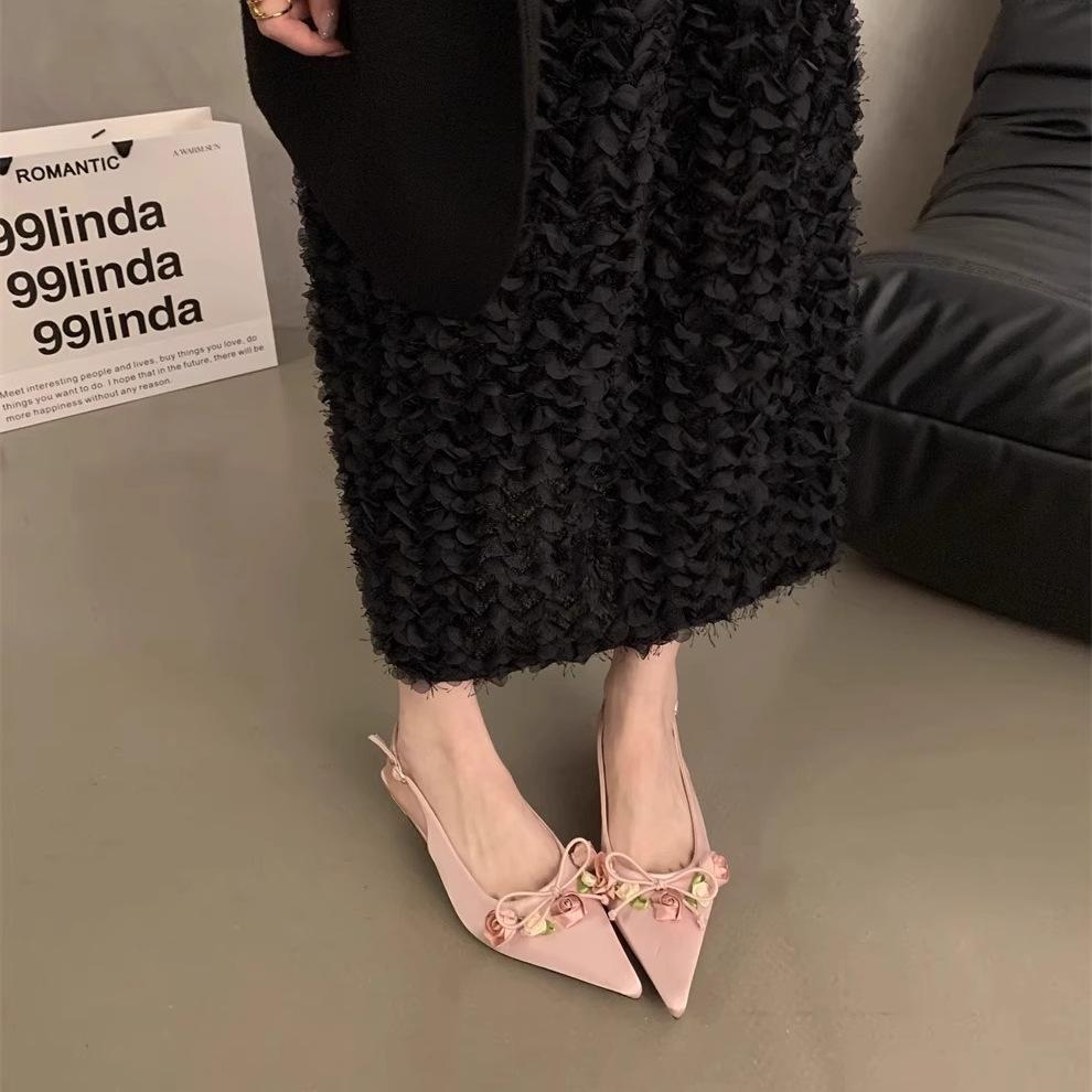 Pointed high heels French bag head sandals fairy style women's shoes spring and summer wear white high heels sandals Korean version single shoes