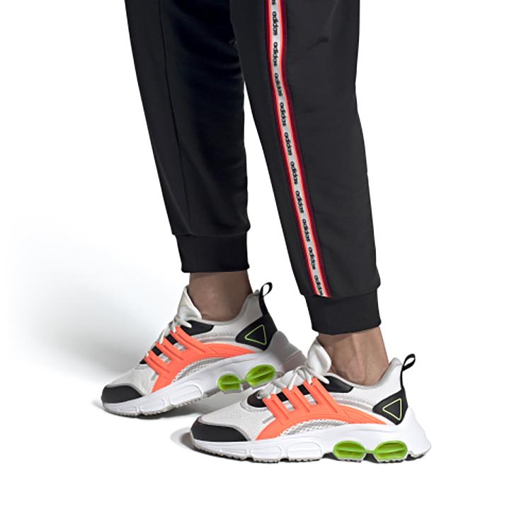 adidas Neo Quadcube CC Fabric Slip Resistant Low Top Marathon Running Shoes Women's White Orange Green FW7180