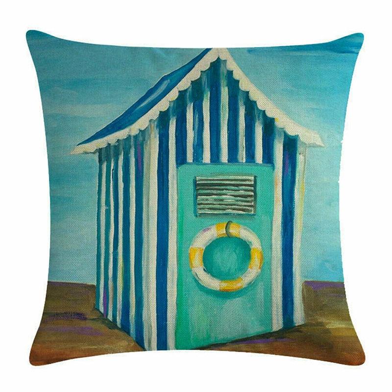 Artistic Beach Oil Painting Cushion Cover With Invisible Zipper For Stylish Interiors