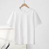 Kurzarm-T-Shirt aus reiner Baumwolle mit Rundhalsausschnitt für Damen, einfarbig, halbärmeliges Basis-T-Shirt