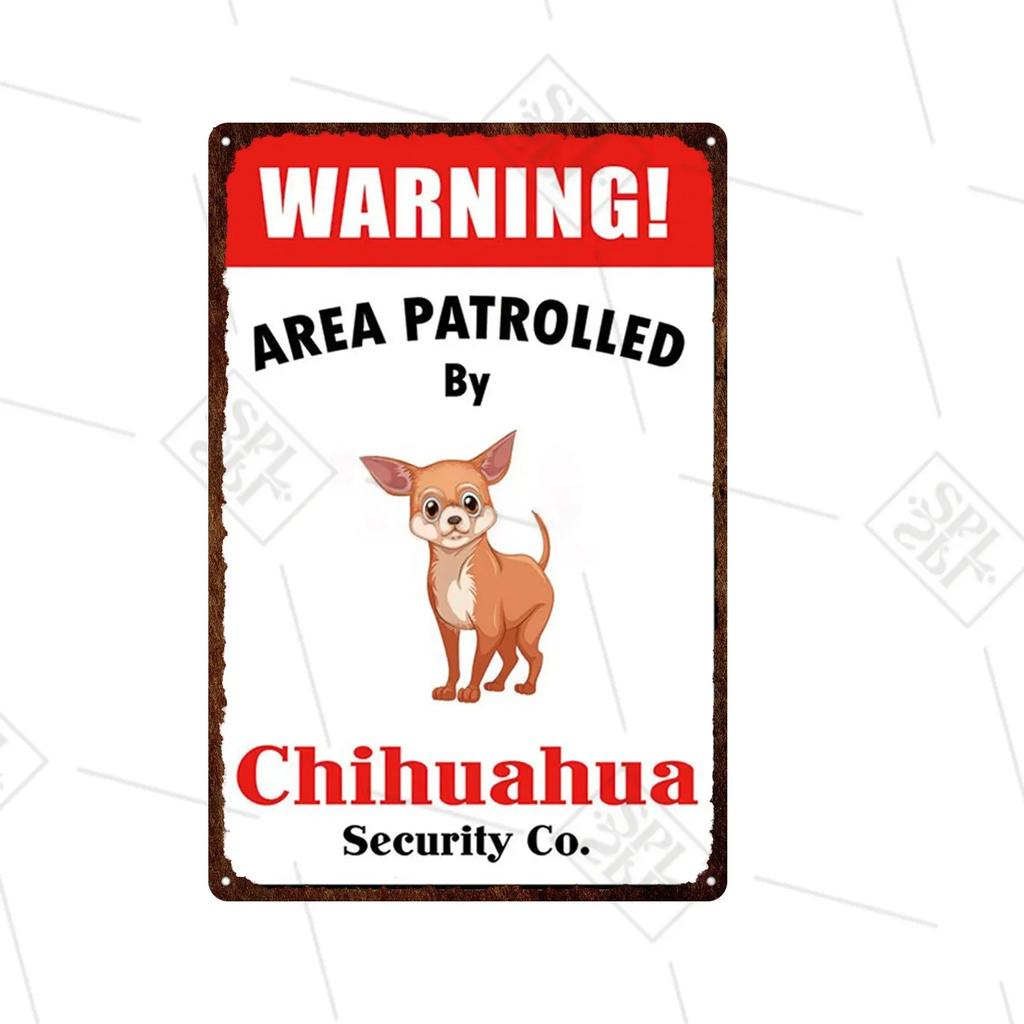 Akita Corgi Dog Breed Metal Sign Beware Of The Dog Warning Sign Pet Shop Wall Decoration Family Doorplate Vintage Tin Plaque