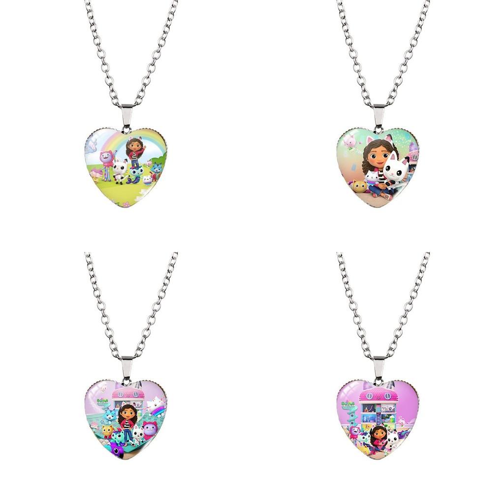 Gabbys Dollhouse Stylish Heart Shaped Necklace With Sparkling Gemstone Accents