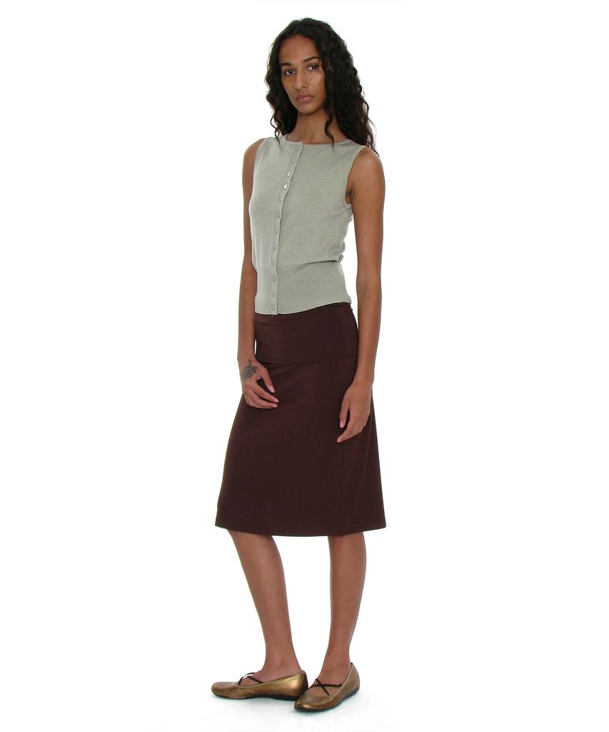 Partimento Woman Pwc Folding Waist Jersey Midi Skirt_Dark Brown