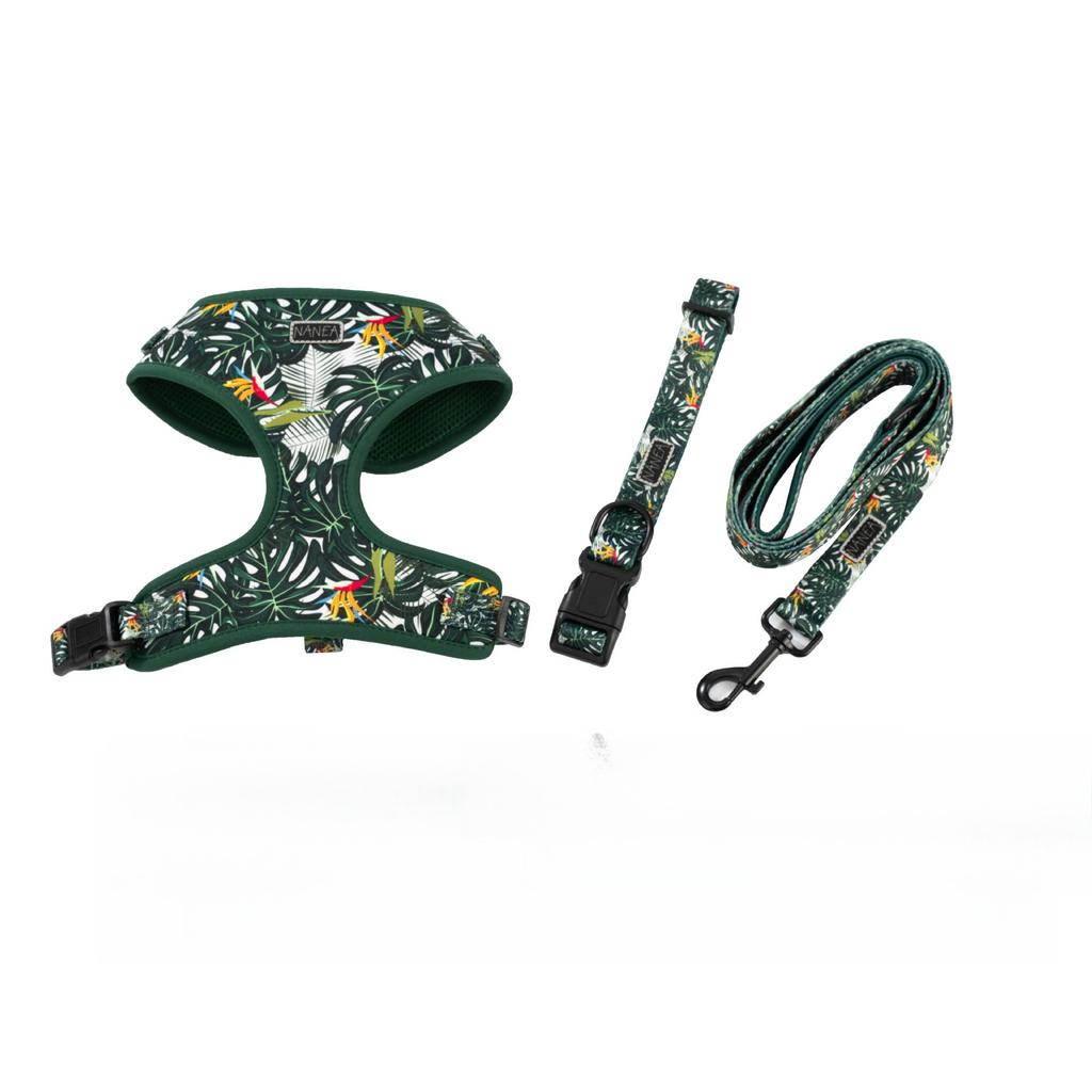 Jacquard harness pet leash bow tie set Dog leash set Pet dog collar