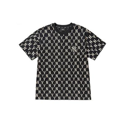 MLB SS21 Basic Logo Series New York Yankees American Vintage Logo Letter Print Crew Neck Short Sleeve T-Shirt Unisex T-Shirt Black 3ATSM0114-50BKS