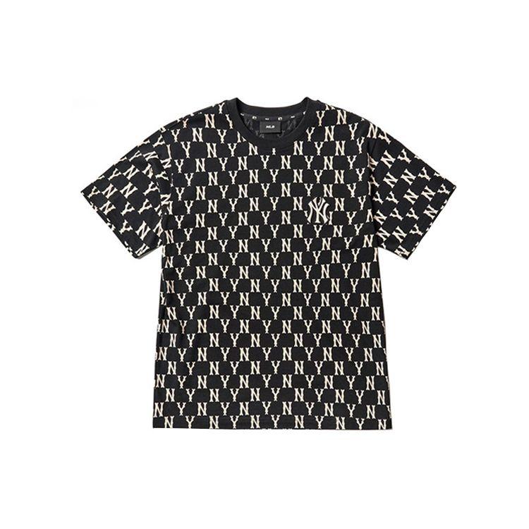 MLB SS21 Basic Logo Serie New York Yankees American Vintage Logo Buchstabendruck Rundhals Kurzarm T-Shirt Unisex T-Shirt Schwarz 3ATSM0114-50BKS