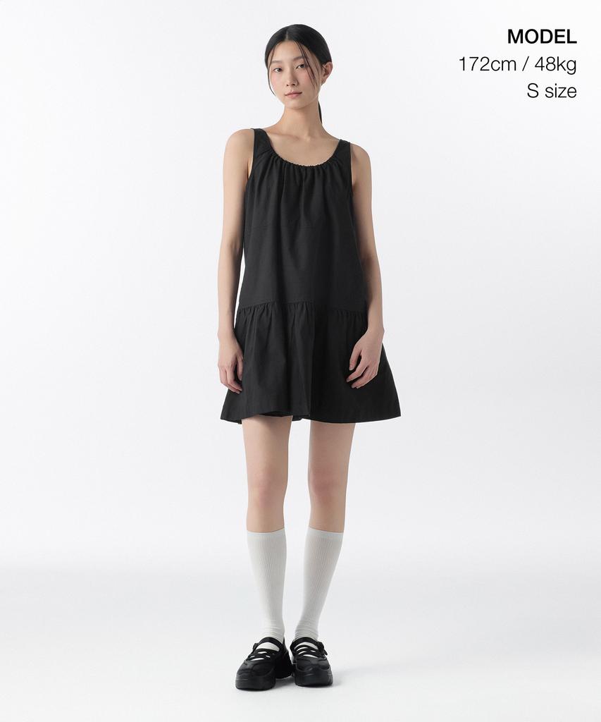 Musinsa Standard Woman Women'S Cotton Tiered Mini Dress [Black]