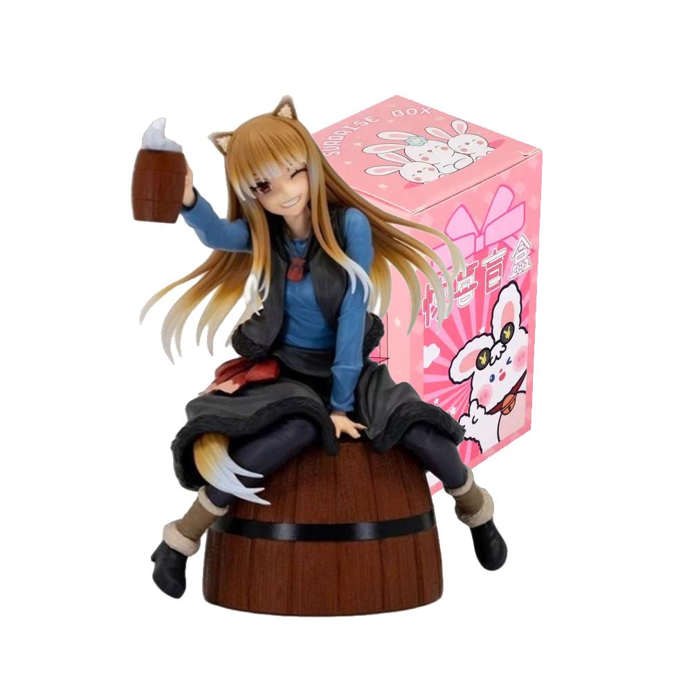 16CM Anime Holo Figure The Wolf Girl Sitting on the Bucket Sitting Model Toy Doll Action Figure PVC box packaging