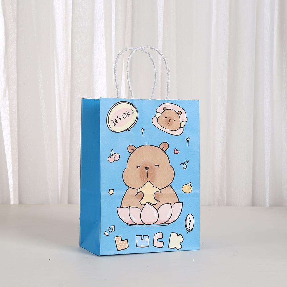 StoBag, Cute Cartoon Capybara Gift Bags, Eco-Friendly, Kawaii Paper Bags for Kids’ Party, Return Favors Small Business Packaging
