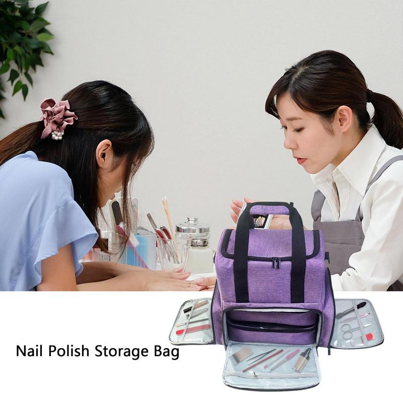 

Nail Organizers And Storage For Nail Tech With 2 Removable Bags Nail Polish Holder Nail Polish Case Hold 80 Bottles Nail Art фиолетовый