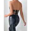 Sexy rückenfreies Korsett-Bandeau-Top mit Spitzenbesatz und Hakenverschluss