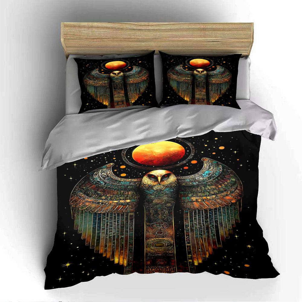 Mystic Owl with Moon Wings Bedding Duvet Cover Set (1*Duvet Cover 2*Pillowcases, without duvet insert)