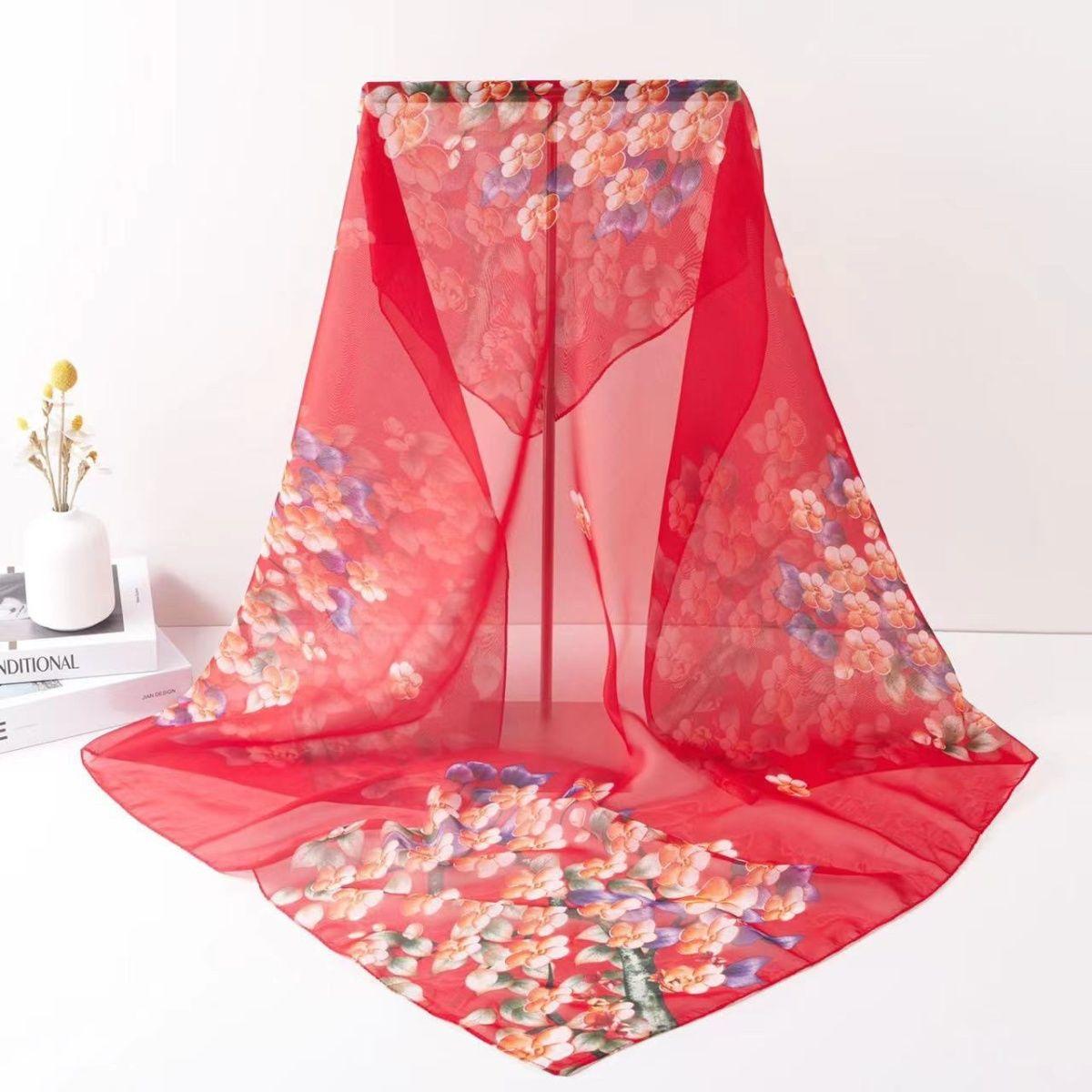 

Летний новый шифоновый напечатанный большой квадратный шарф шаль женская декоративная универсальная защита от солнца и затенение 90-90Cm