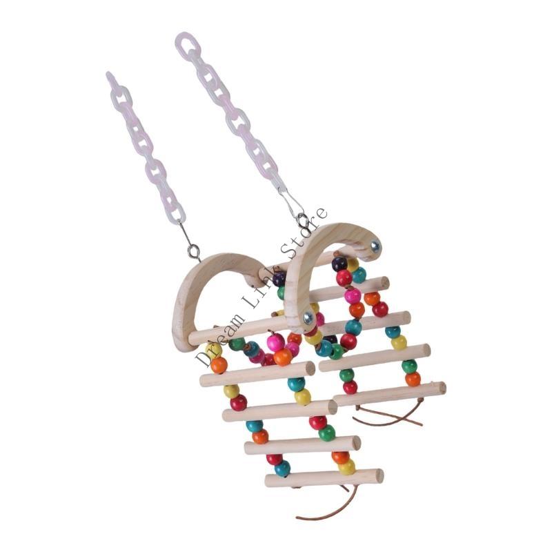 Q1FD Colorful Bird Cage Toy Ladder Swing Climbing Toy For Parrot Training And Fun Entertainment Interaction Parrot Chew Toy CN