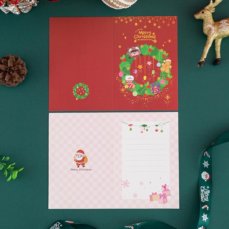 New Bronzing Christmas Card Cartoon Holiday Christmas Eve Christmas Card Blessing Wish Message Card