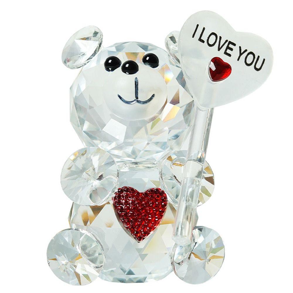 Creative Crystal Bear Figurine I Love You Sign Desktop Ornament  Guests Bridesmaid Gift