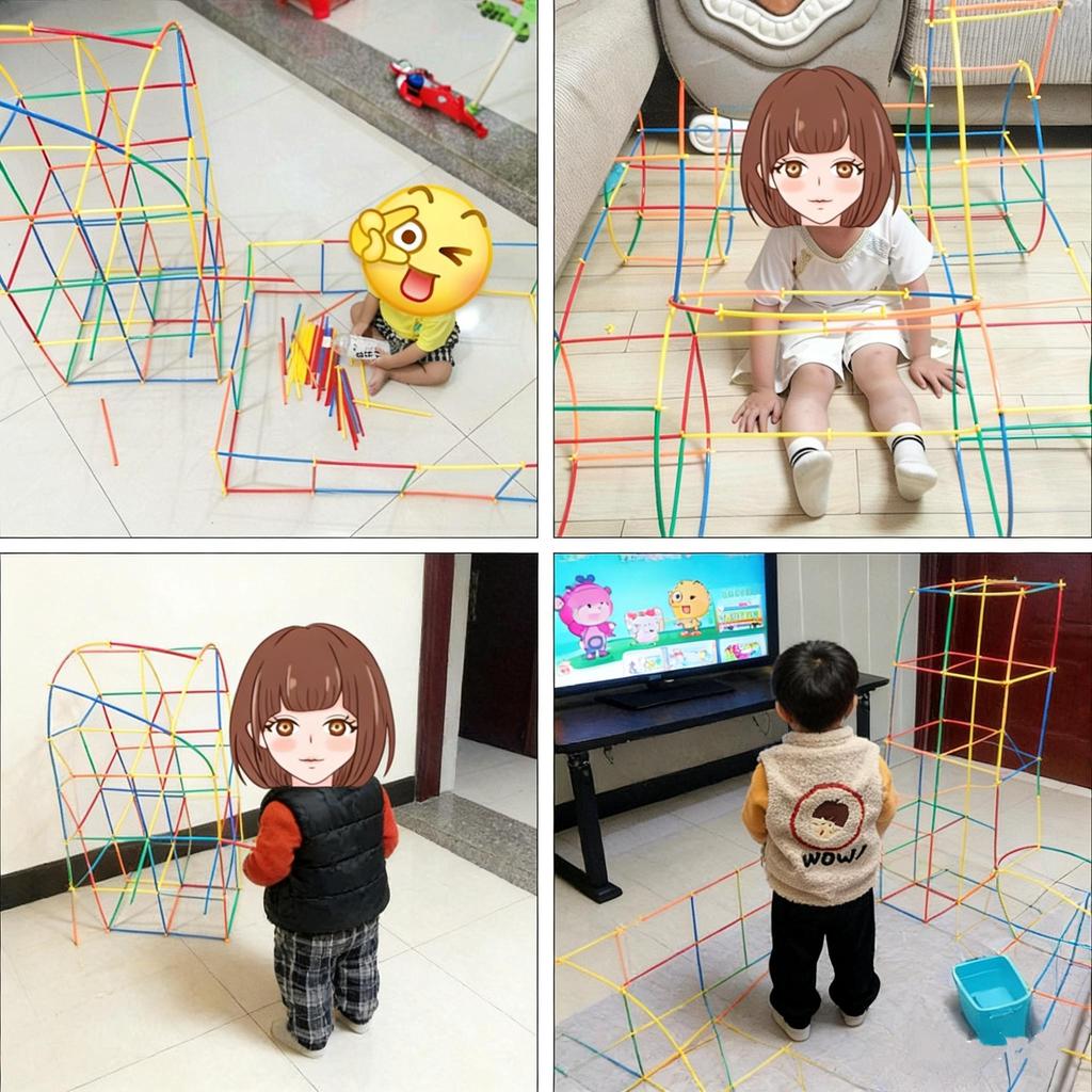 STEM Straw Builders Construction Set Large Pipe Connectors & Straws, Montessori Educational Toys for 3-10Year Olds