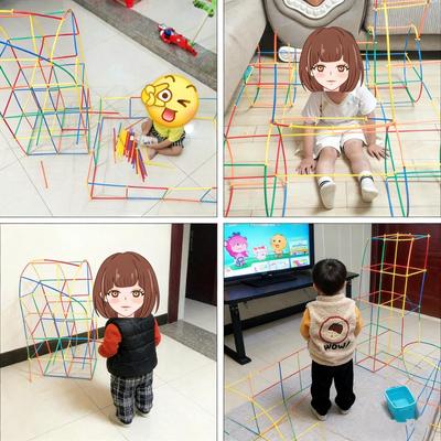 STEM Straw Builders Construction Set Large Pipe Connectors & Straws, Montessori Educational Toys for 3-10Year Olds