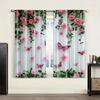 Elegant Butterfly And Pink Rose - Printed Curtains, Suitable For Bedroom And Living Room Home Decoration