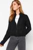 Women's Elegance Style Cardigan Stone Crop Soft Textured Zipper Hair Braided Knitwear Cardigan