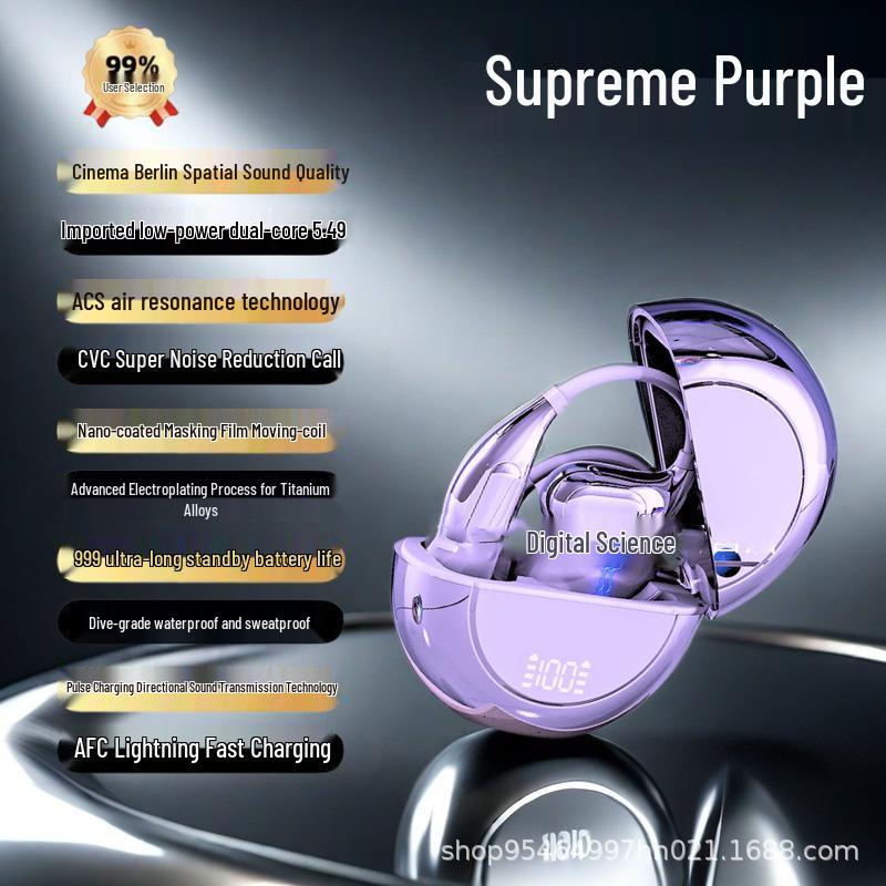 

New Model M30 Open-Ear Noise Cancelling Bluetooth Earphones - Black, Ultra-Long Battery Life Color Box Packaging with Plastic Seal Фіолетовий