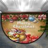 Santa Claus Gift Deco Half Round Door Mat Non Slip Washable Area Rug Absorbent Soft Half Moon Rug Floor Mat Home Decor