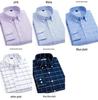 Romon Men's High-End Blue & White Cotton Oxford Long Sleeve Button-Down Shirt