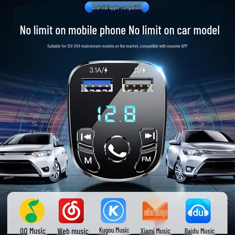 Car Bluetooth FM Transmitter & MP3 Player with QC3.0 Charger