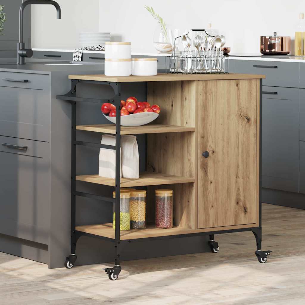 Kitchen Trolley Artisan Oak Finish 87.5 x 39 x 84.5 cm Engineered Wood