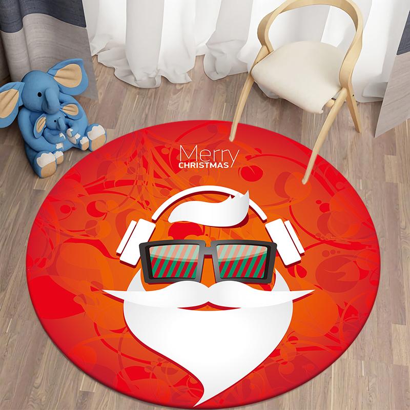 Christmas Kawaii Printed Round Carpet Children's Living Room Mat Floor Mat Yoga Mat Bedroom Chair Non Slip Mat New Year Gift