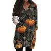 Womens's Fashion Casual Halloween Print V-neck Mid Length Pocket 3/4 Sleeve Top