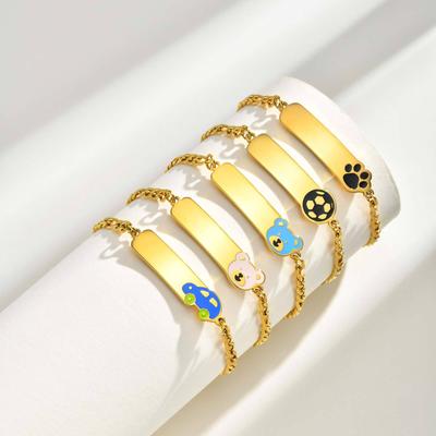 A Variety Of Fashionable And Personalized Women'S Children'S Cute Elements Epoxy Stainless Steel Gold Bracelet Length 12-17Cm