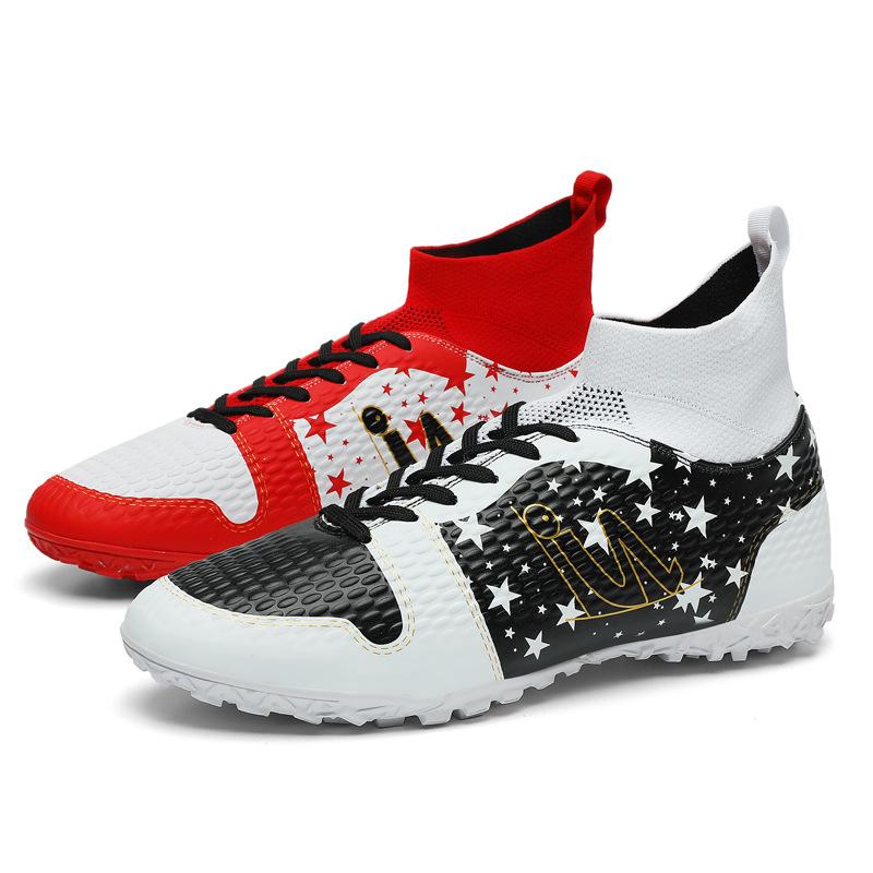 

K100 Football Shoes Children Boys Girls Mid To High Height Flying Weave HG Long Nails FG Broken TF Flat Leather Surface Sport 44