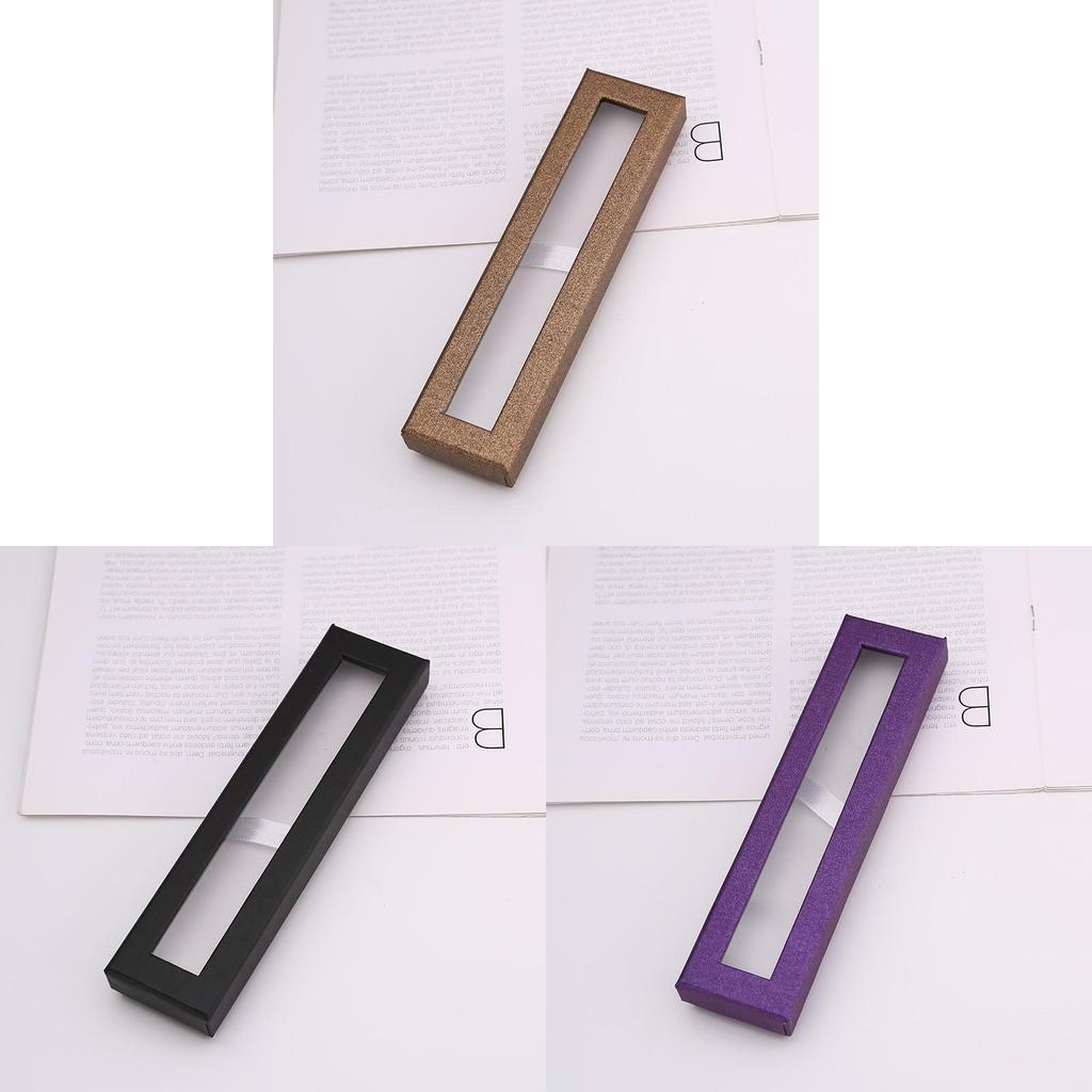 Creative Transparent Pen Box With Window Cover For Office Supplies And Gift Use