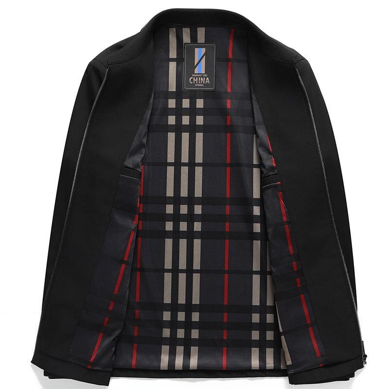 Jacket Men's Middle-aged and Veteran Cadres' Autumn Fashion Lapel Business Casual Dad's Solid Color Simple Administrative Jacket