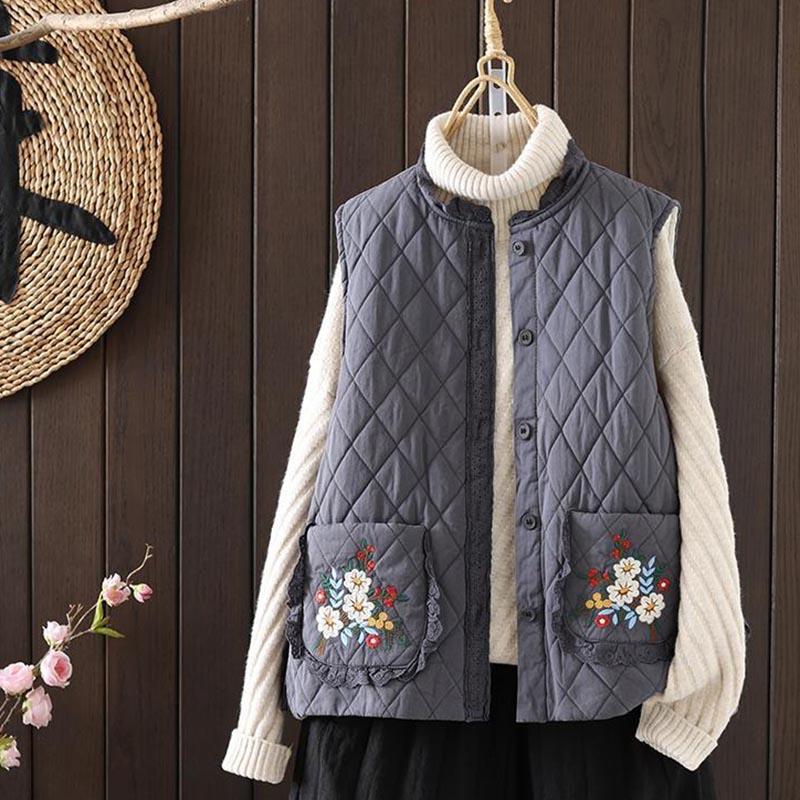 

Жилет для жінок осінньо-зимовий пуховий оверсайз потовщений повсякденний V-подібний виріз без рукавів топи пальто мереживний жилет XXXL