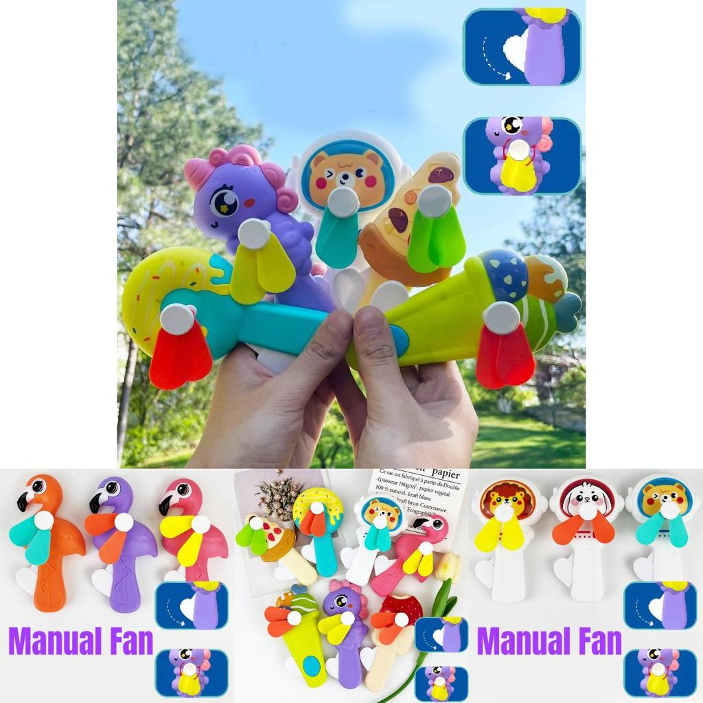 Adorable Handheld Cartoon Fan For Kids Cute Animal Portable Hand Press Fan For Students And Travel