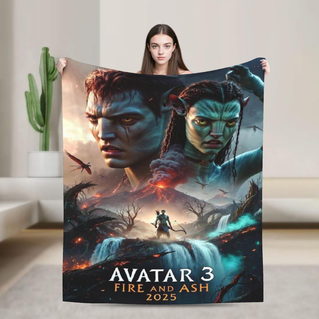 Avatars Blue Na'vi Neytiri Poster Bedding Throws Soft Comfy Blanket For Couch Chair Plane Travel Flannel Bedspread Bed Cover