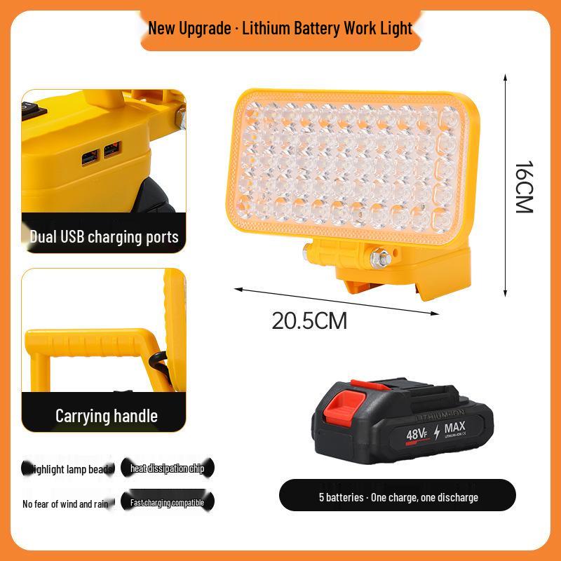 Portable Emergency Lithium Battery Floodlight for Camping, Construction, and Car Repairs