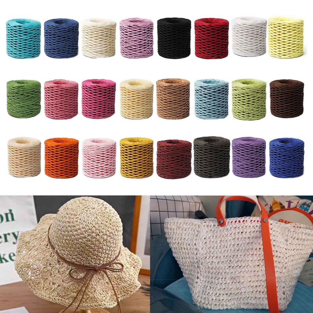 Cotton Raffia Yarn Crochet Summer Sun Hat Yarn Beach-Bag Yarn Raffia Straw Yarn DIY Knitting Material for Women Girls