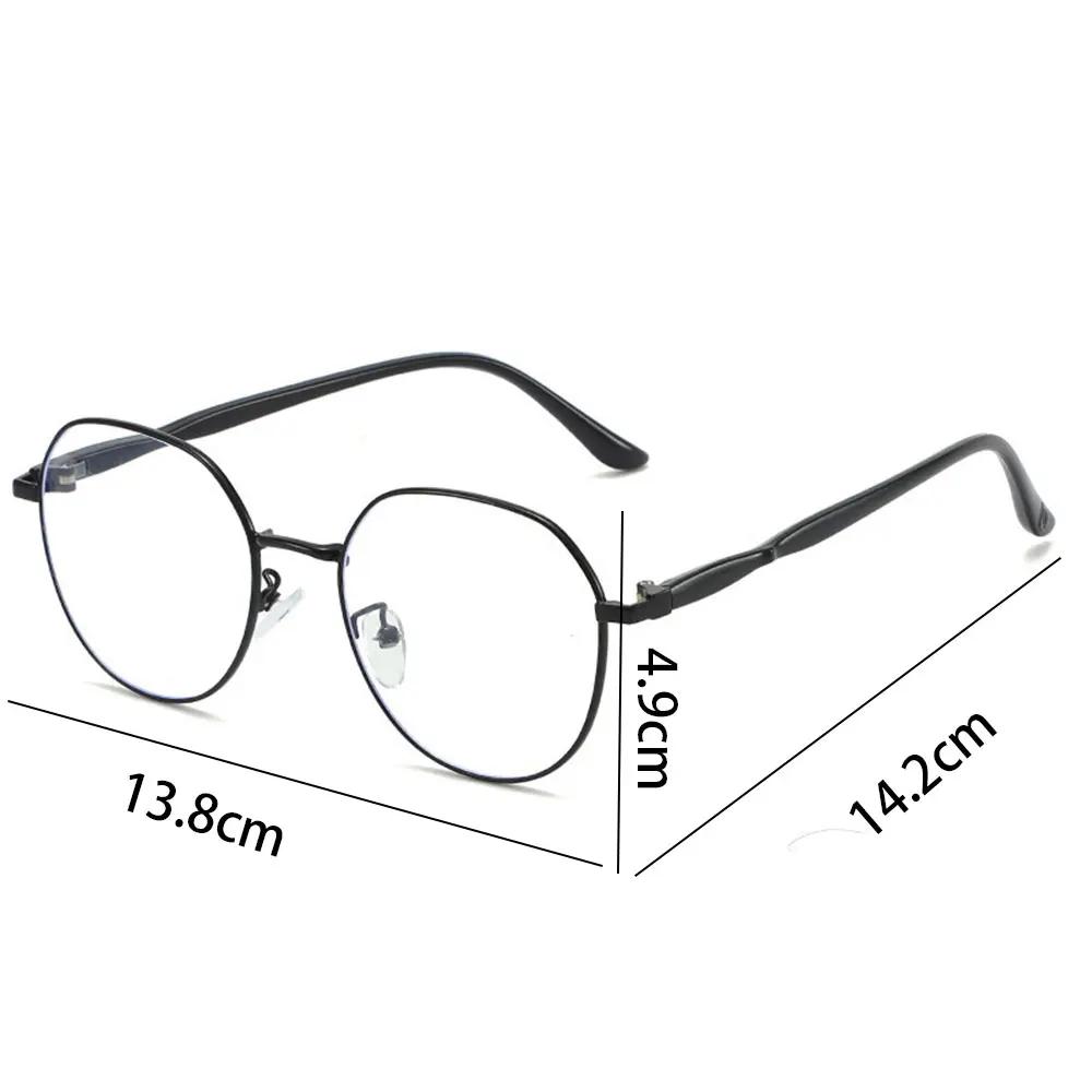 Clear Glasses Women Polygonal Metal Frame Eye Glasses 0 Flat Mirror Girls Eyewear Anti Blue Light Glasses Fashion Eyeglasses