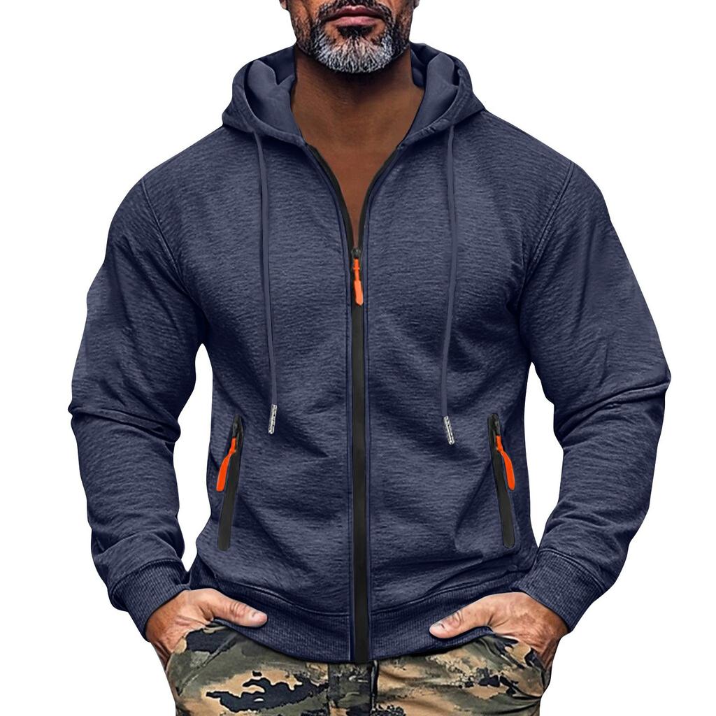 Herren Sweatshirt Hoodie Reißverschluss Armtasche Strickjacke Herren Sport Große Größe Casual Hoodie